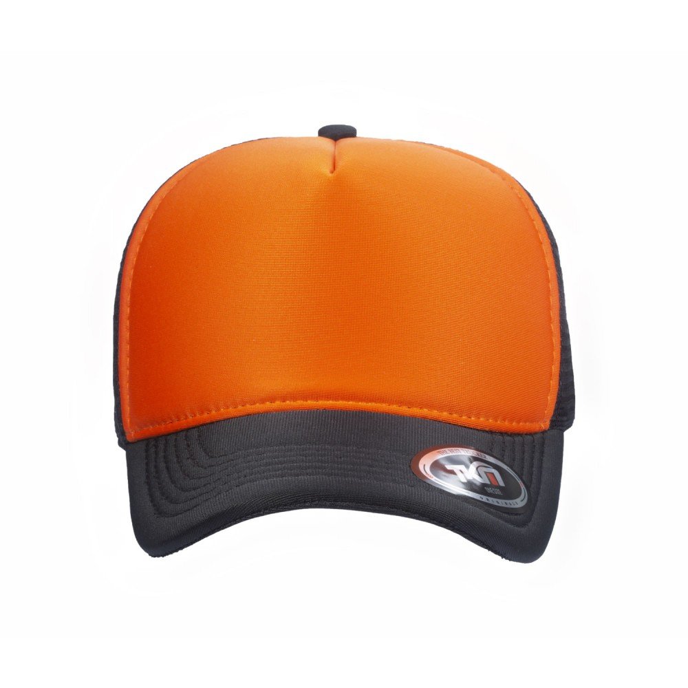 Boné Trucker Poliéster Preto com frente Laranja - Cód 200 - Imagem 2