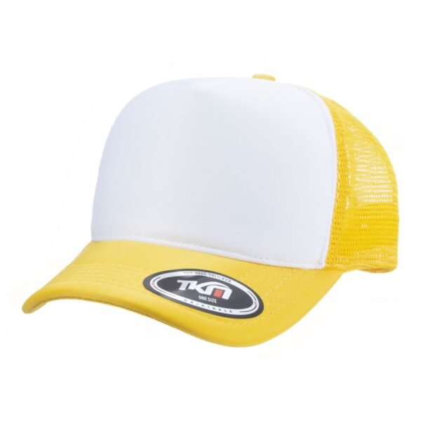 Boné Trucker Poliéster Amarelo Com Frente Branca - Cód 204