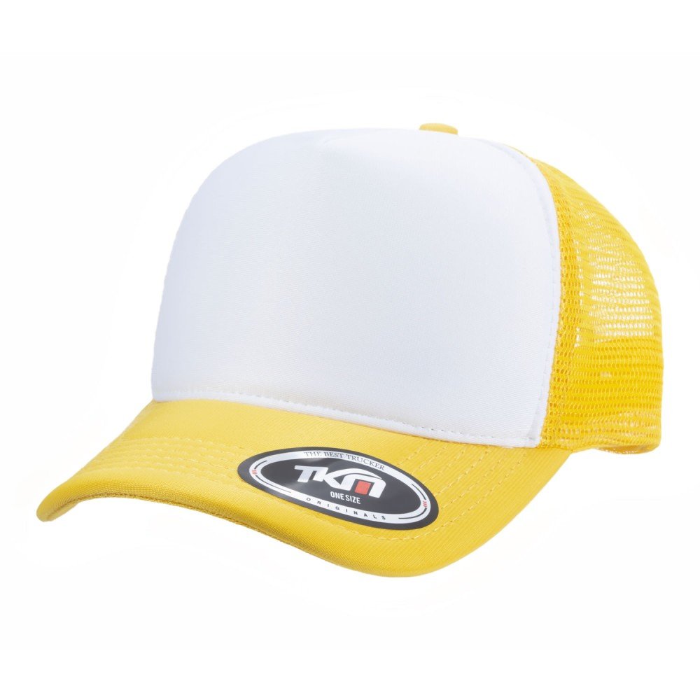 Boné Trucker Poliéster Amarelo Com Frente Branca - Cód 204