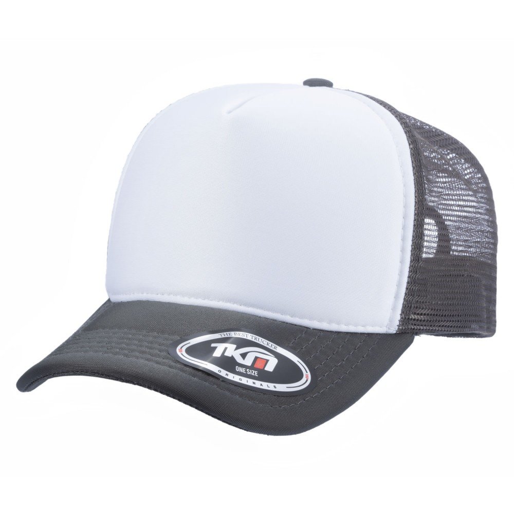 Boné Trucker Poliéster Chumbo Com Frente Branca - Cód 208