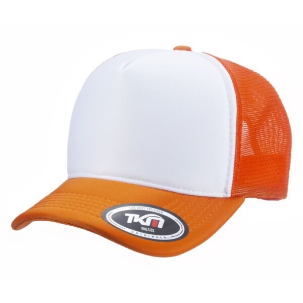 Boné Trucker Poliéster Laranja Com Frente Branca - Cód 212