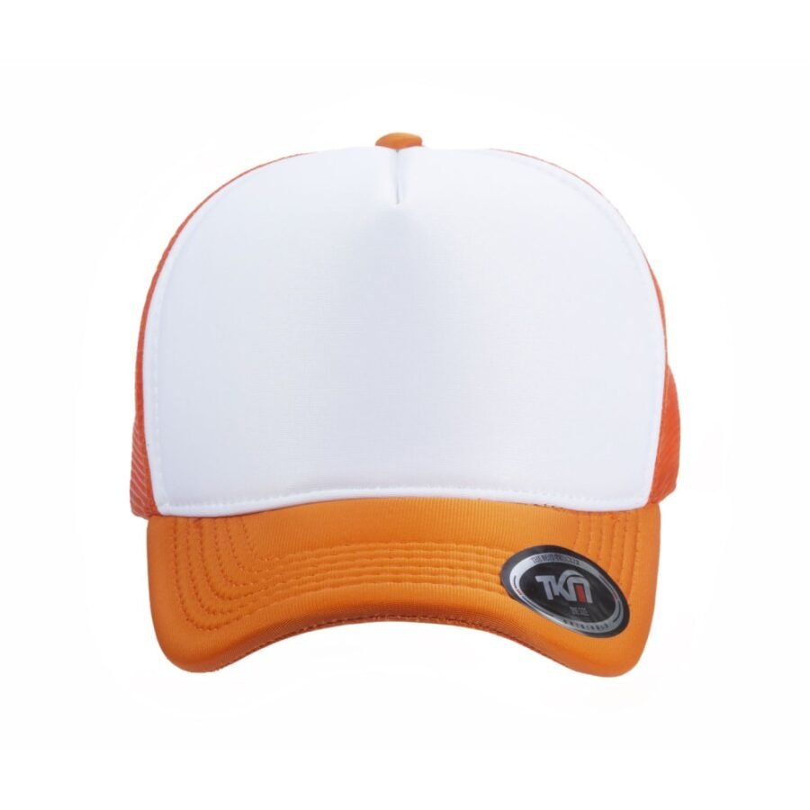 Boné Trucker Poliéster Laranja Com Frente Branca - Cód 212 - Imagem 2