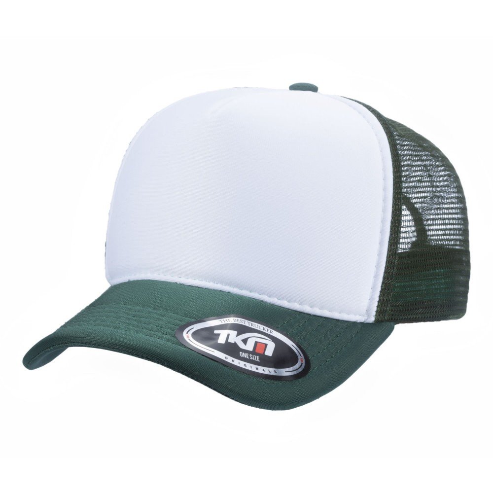 Boné Trucker Poliéster Verde Musgo Com Frente Branca - Cód 218