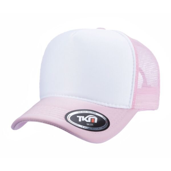 Boné Trucker Poliéster Rosa Bebê Com Frente Branca - Cód 222