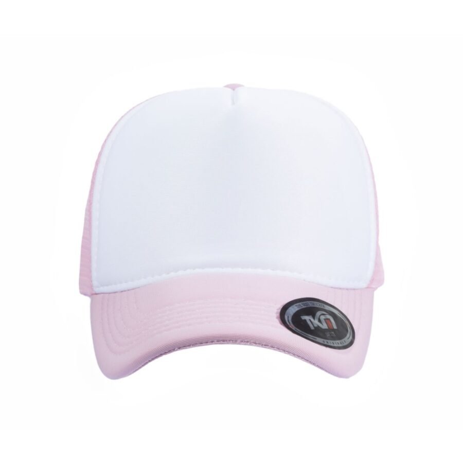 Boné Trucker Poliéster Rosa Bebê Com Frente Branca - Cód 222 - Imagem 2