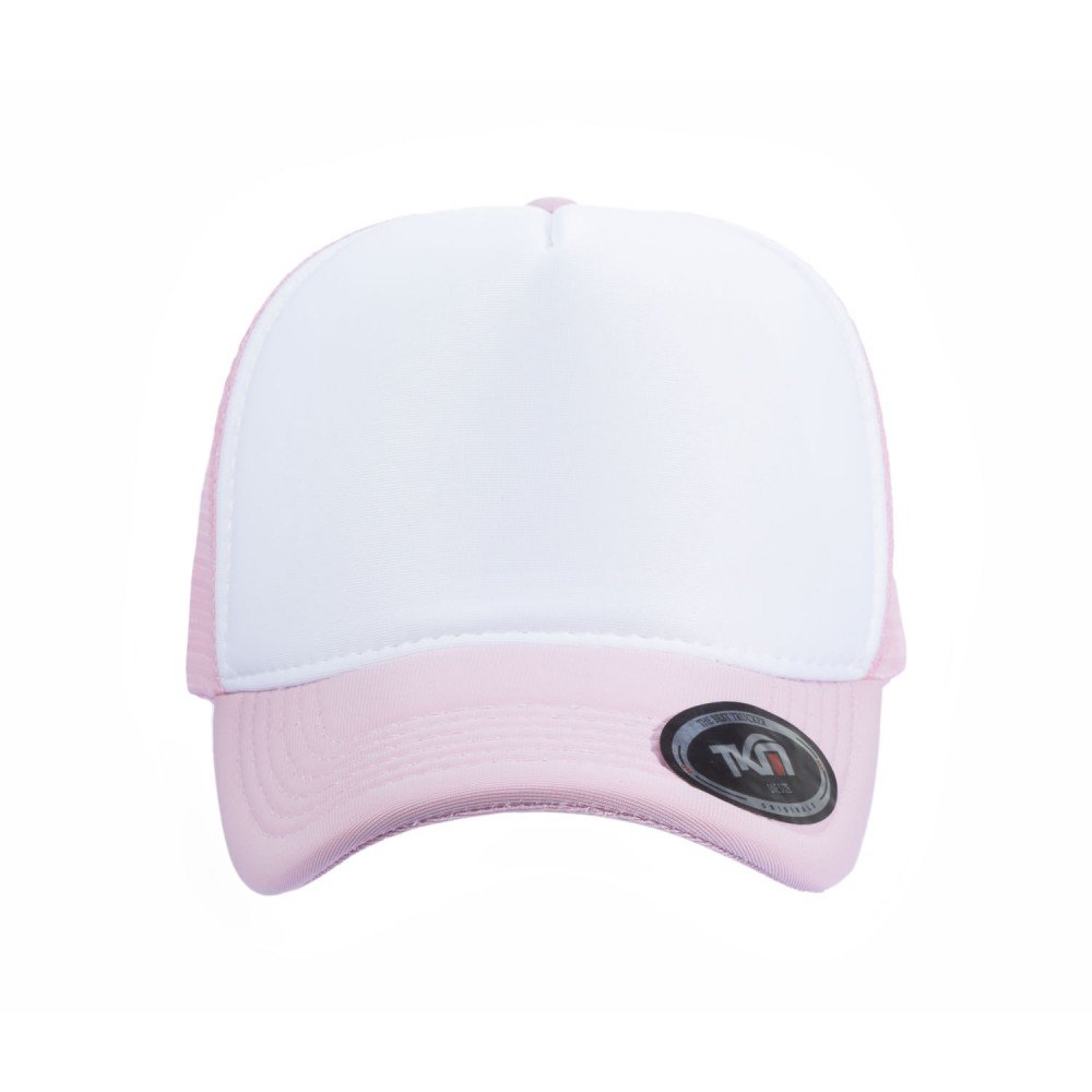 Boné Trucker Poliéster Rosa Bebê Com Frente Branca - Cód 222 - Imagem 2