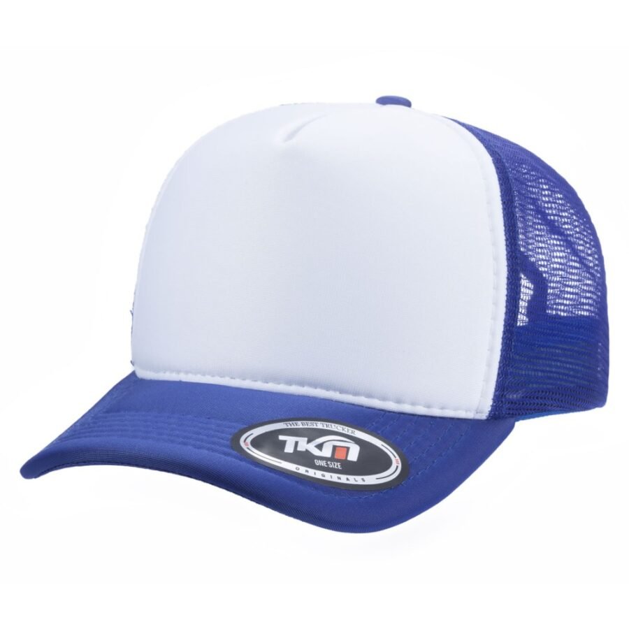 Boné Trucker Poliéster Royal Com Frente Branca - Cód 228