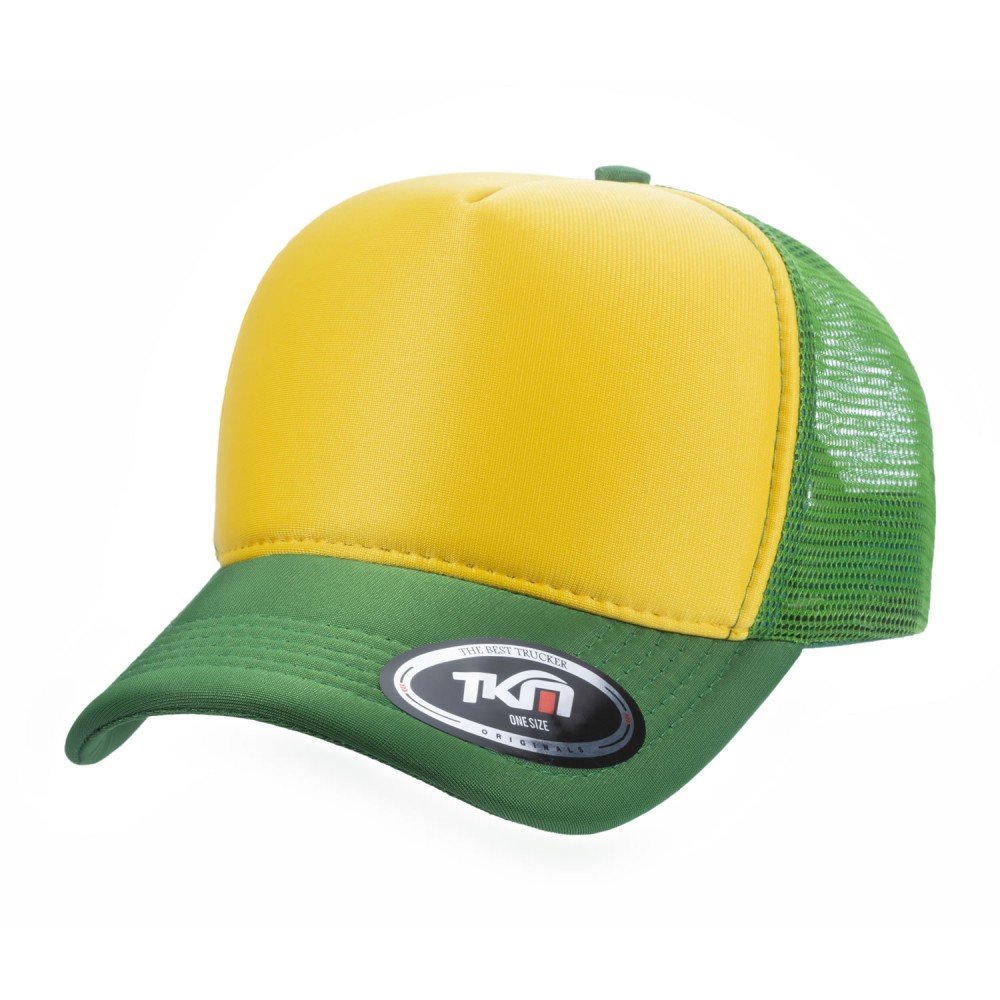 Boné Trucker Poliéster Verde Bandeira Com Frente Amarela - Cód 231