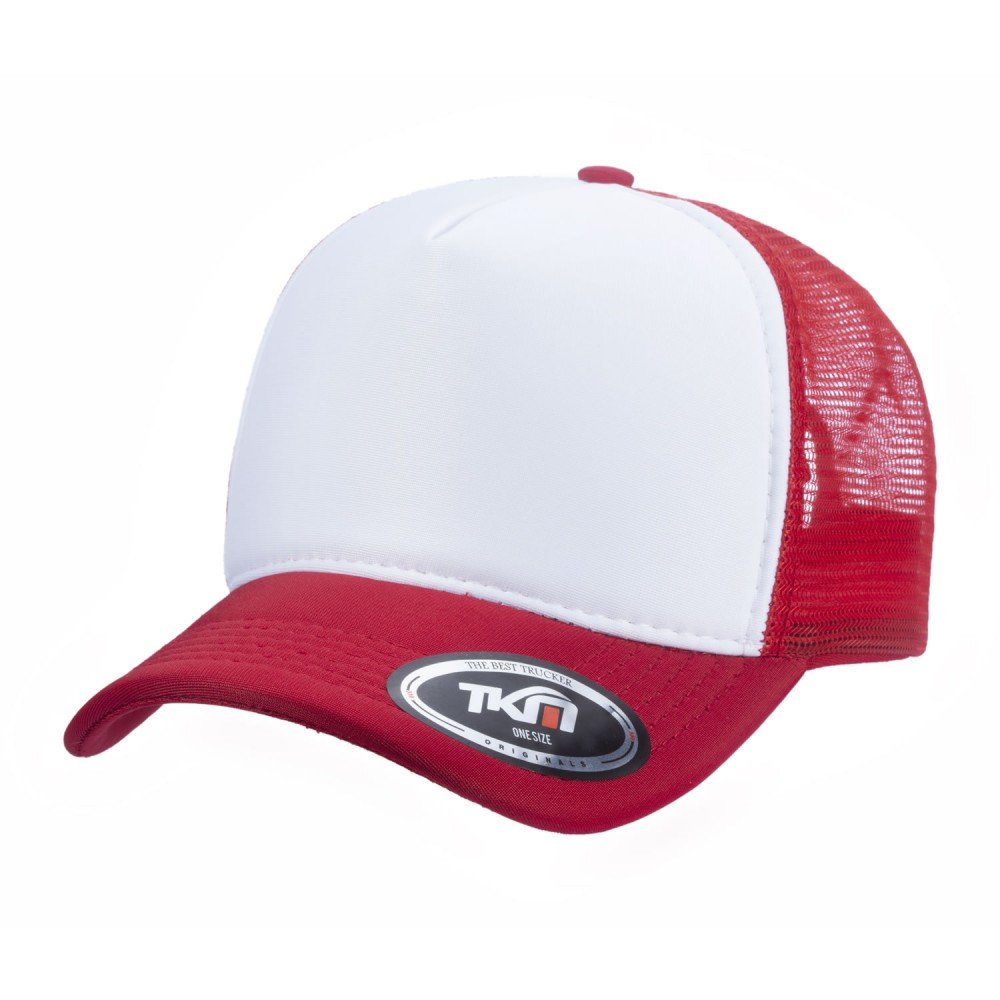 Boné Trucker Poliéster Vermelho Com Frente Branca - Cód 233