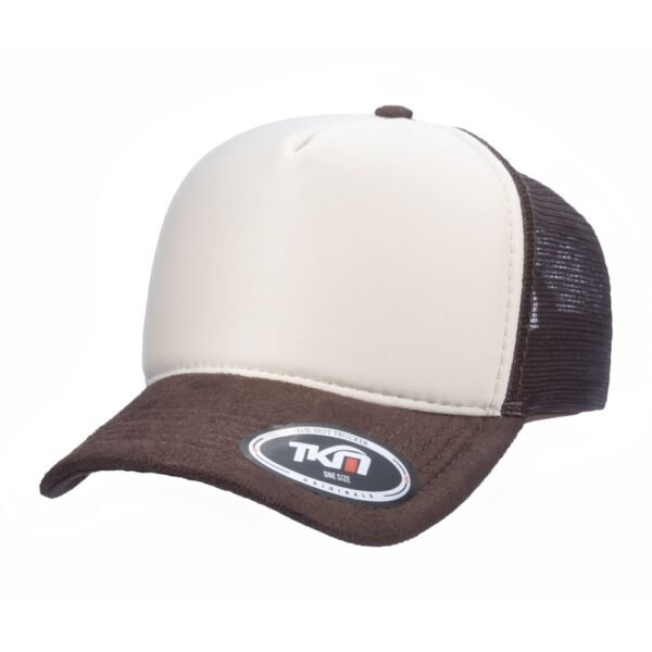 Boné Trucker Poliéster Café Com Frente Bege - Cód 241