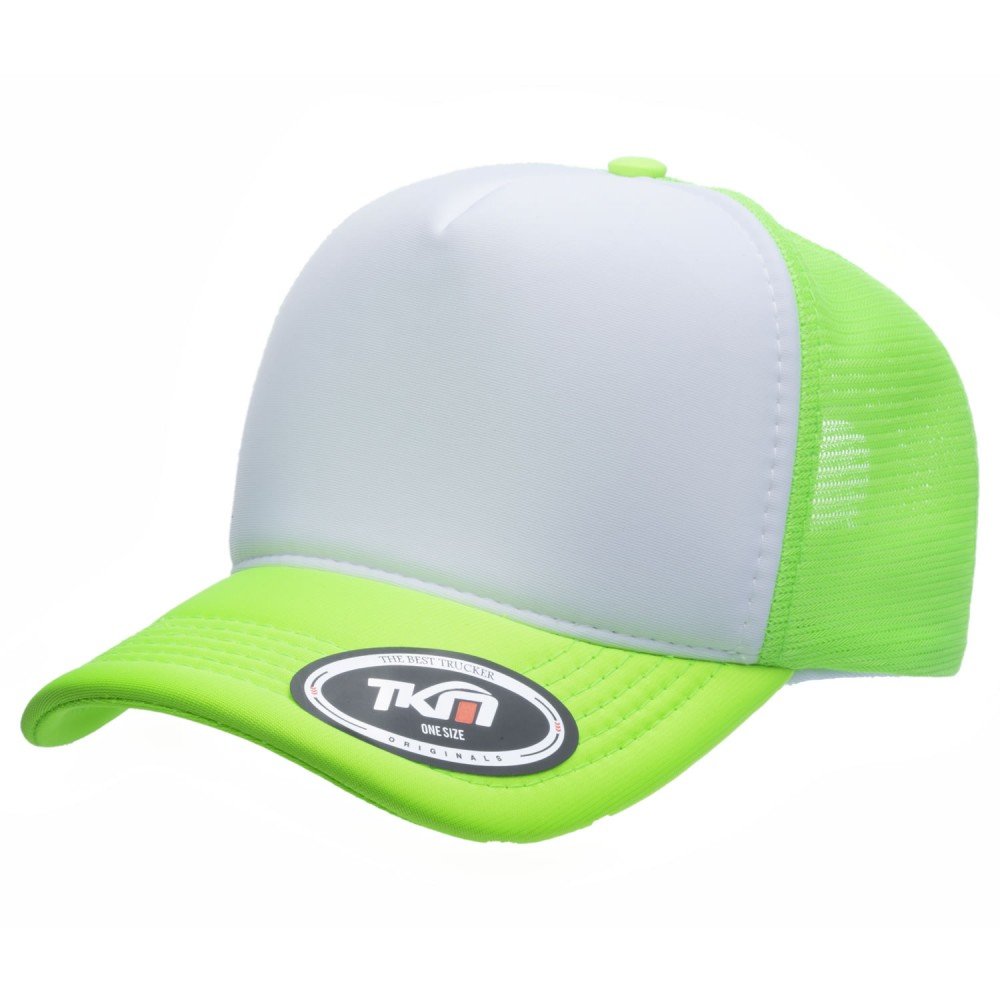 Boné Trucker Poliéster Verde Fluor Com Frente Branca - Cód 244