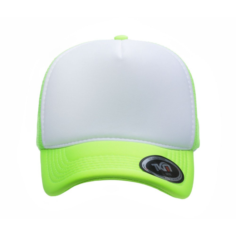 Boné Trucker Poliéster Verde Fluor Com Frente Branca - Cód 244 - Imagem 2