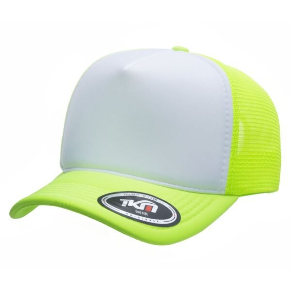 Boné Trucker Poliéster Amarelo Fluor Com Frente Branca - Cód 246