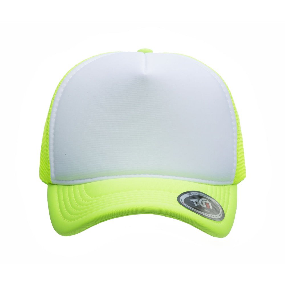 Boné Trucker Poliéster Amarelo Fluor Com Frente Branca - Cód 246 - Imagem 2