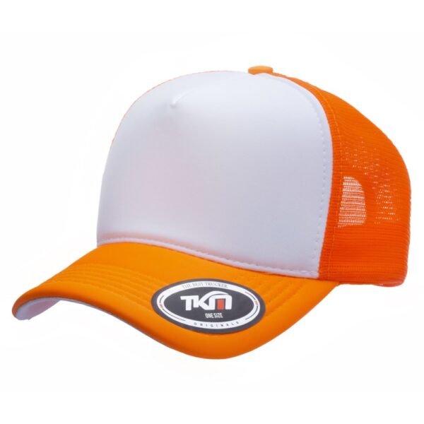 Boné Trucker Poliéster Laranja Fluor Com Frente Branca - Cód 248