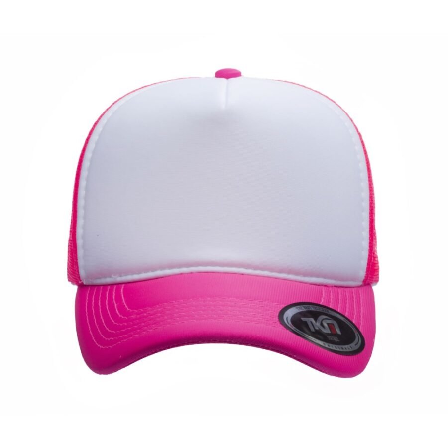 Boné Trucker Poliéster Rosa Fluor Com Frente Branca - Cód 250 - Imagem 2