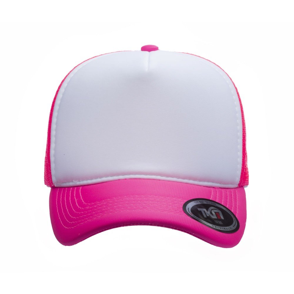 Boné Trucker Poliéster Rosa Fluor Com Frente Branca - Cód 250 - Imagem 2