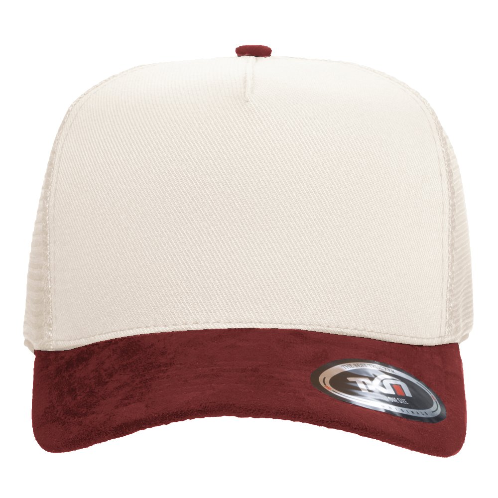 Boné Trucker Blend Bege Com Aba Vinho - Cód 1156 - Imagem 2