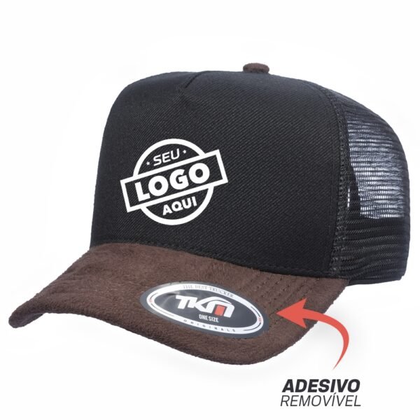 Boné Trucker Blend Preto Com Aba Marrom - Cód 883