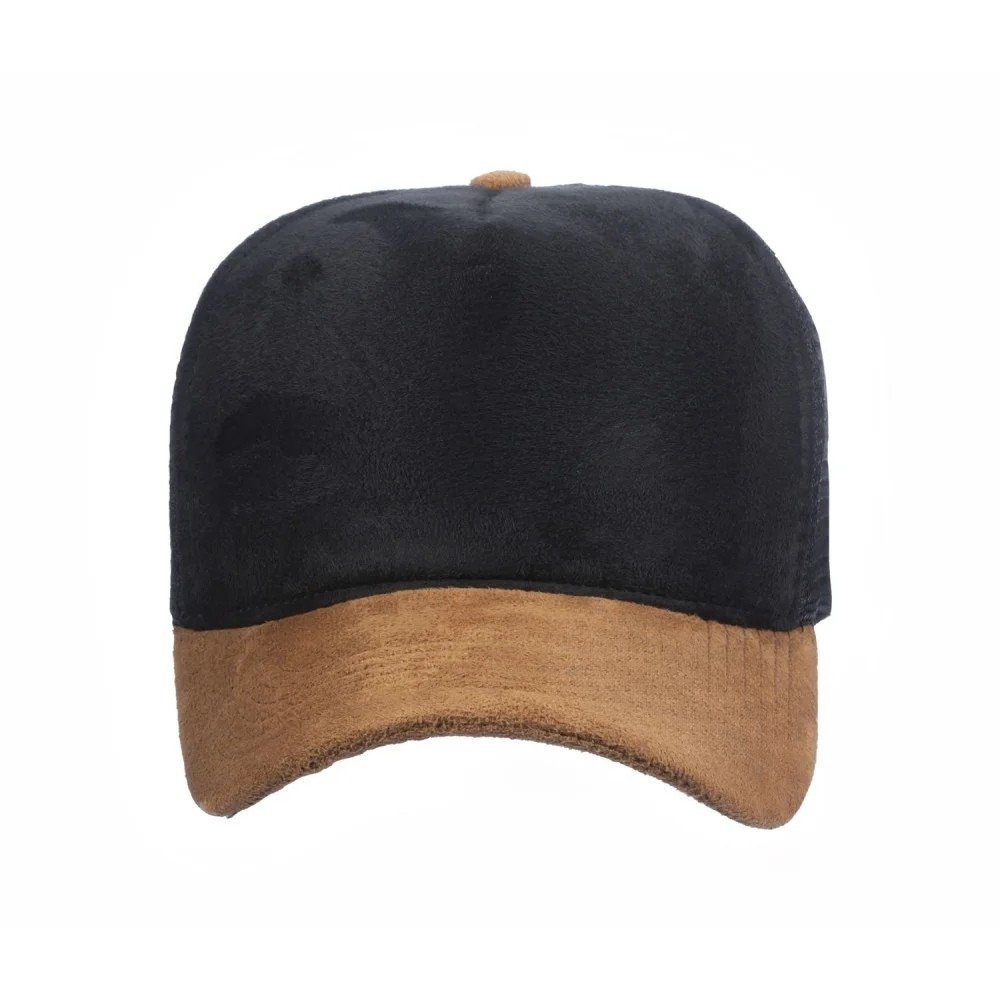 Boné Trucker Camurça Preto Com Aba Caramelo - Cód 348 - Imagem 2