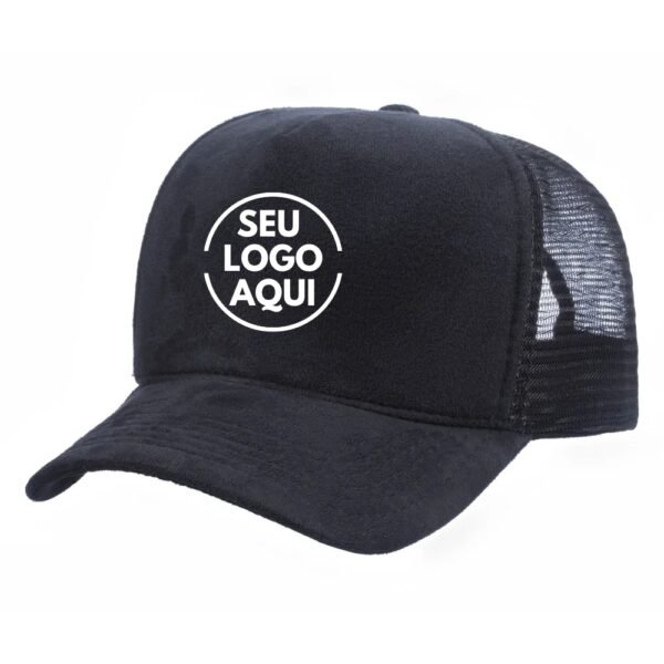 Boné Trucker Camurça Preto - Cód 336