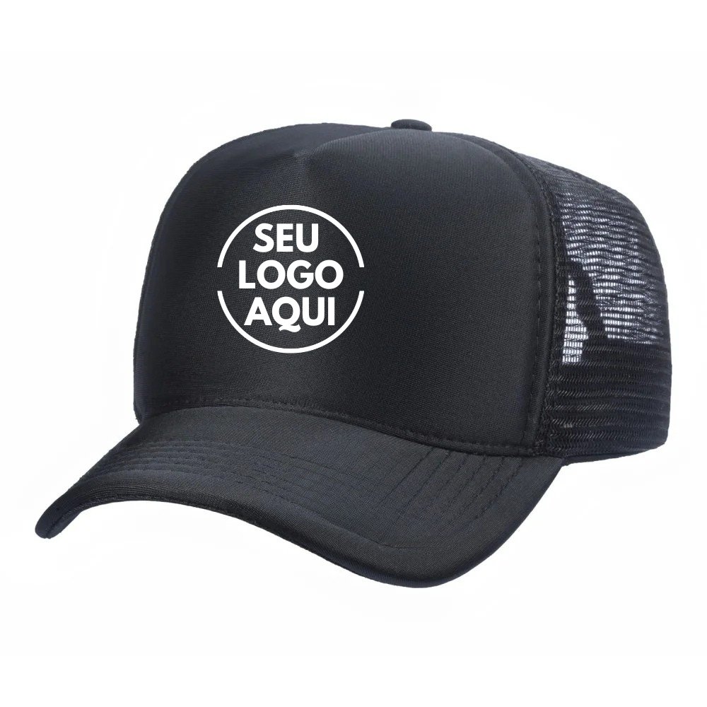 Boné Trucker Poliéster Preto - Cód 195