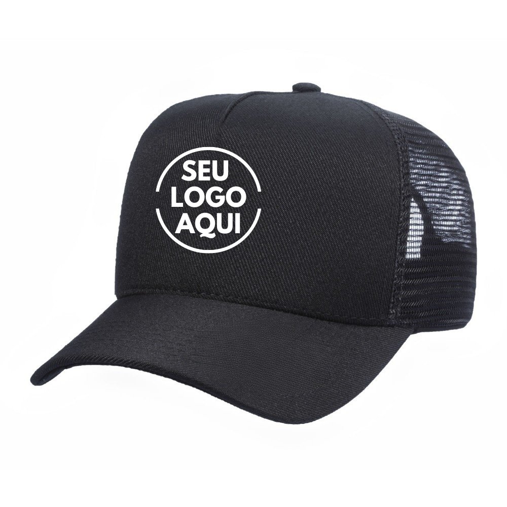 Boné Trucker Sarja Poliéster Preto - Cód 351